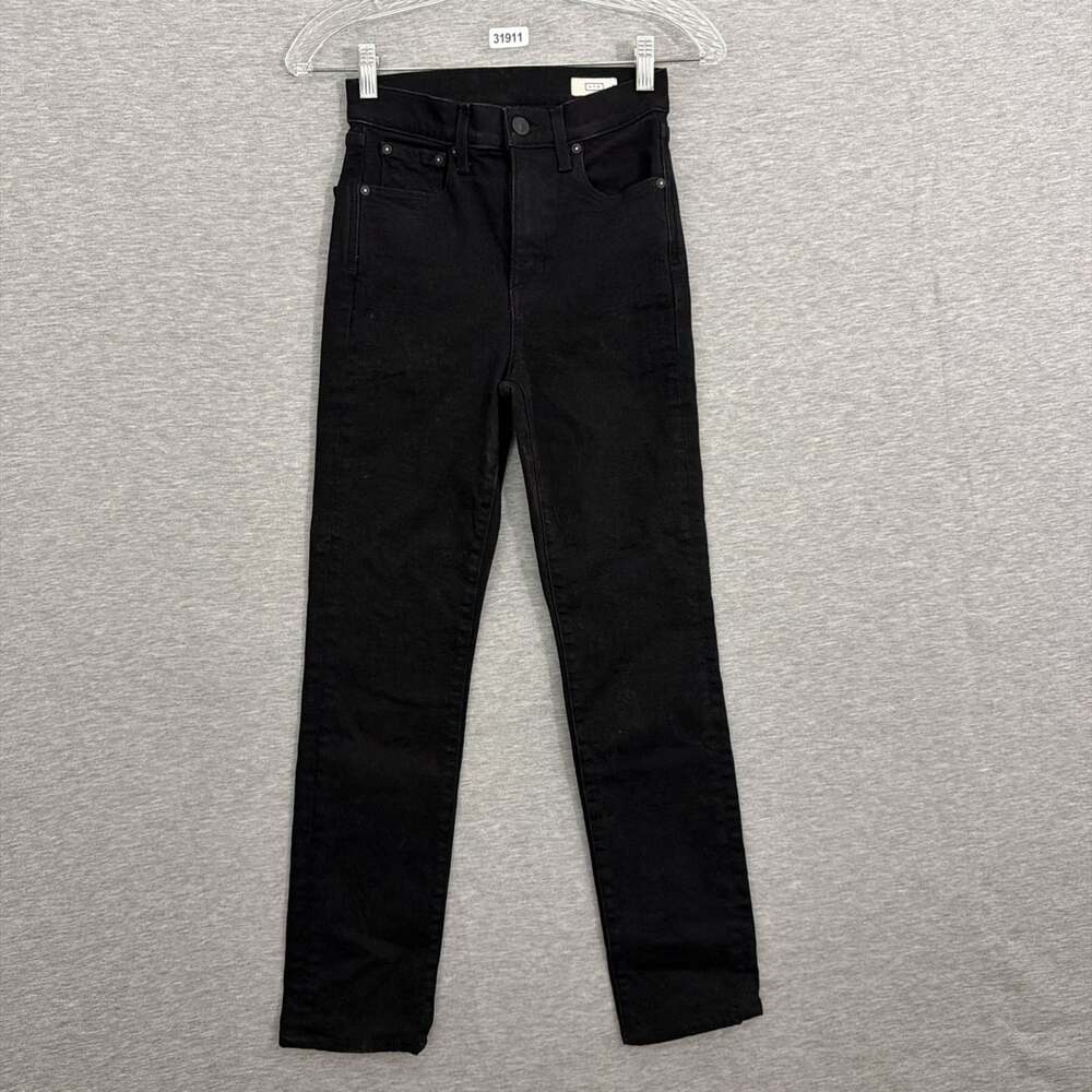 AYR Womens 25S Black The Swizzle Straight High Rise Stretch Denim Jean